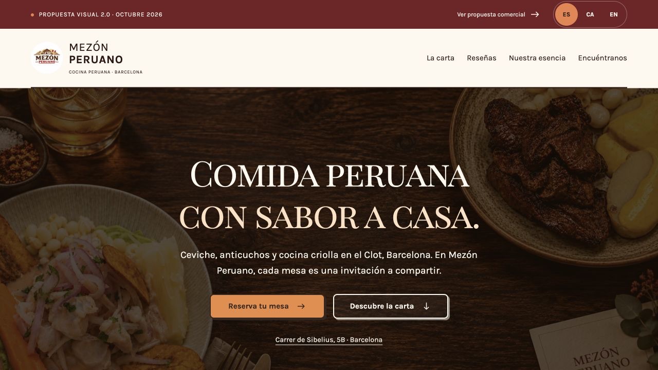 Captura real de la web Mezón Peruano